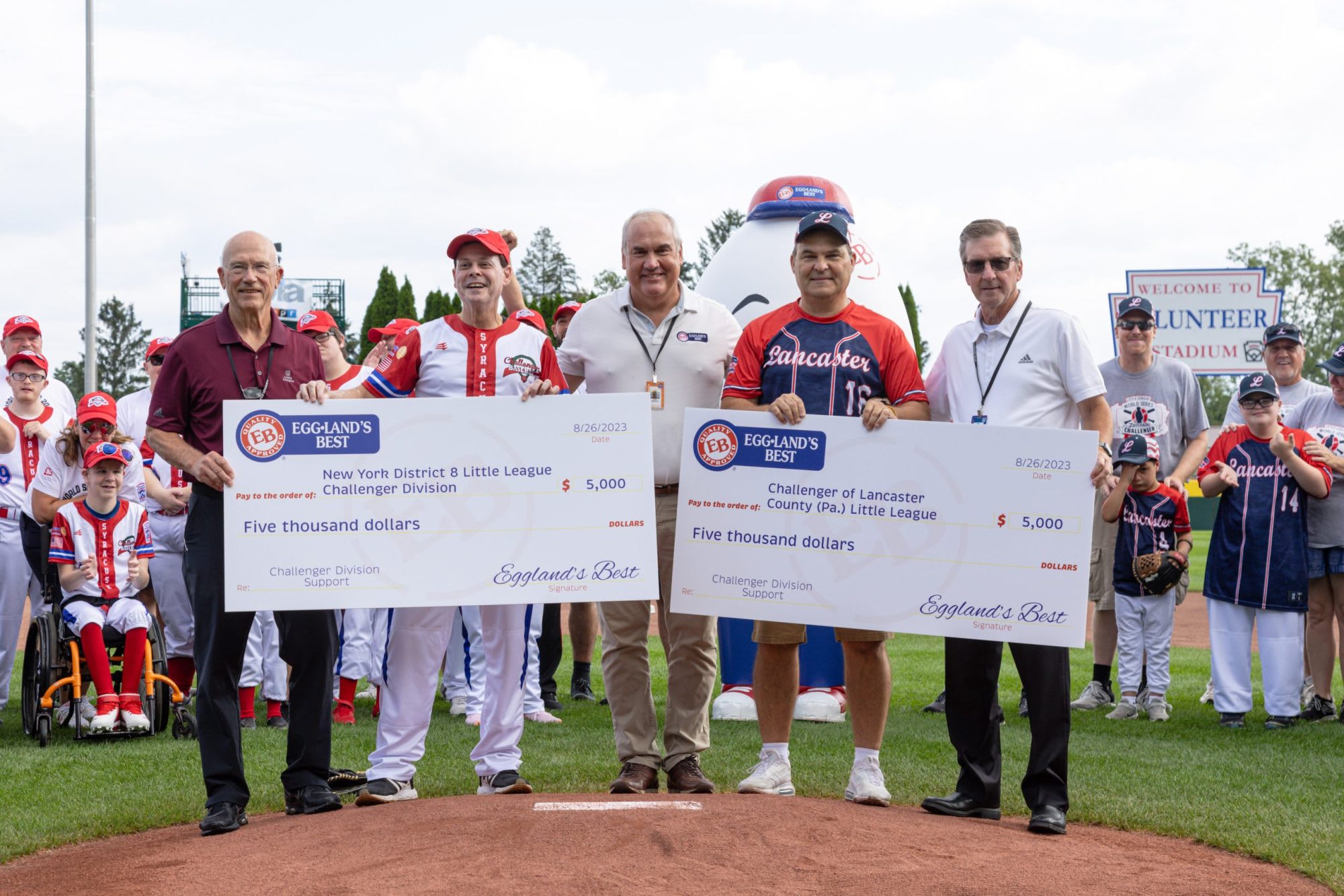 Eggland's Best Check Presentation for Challenger Exhibition Game