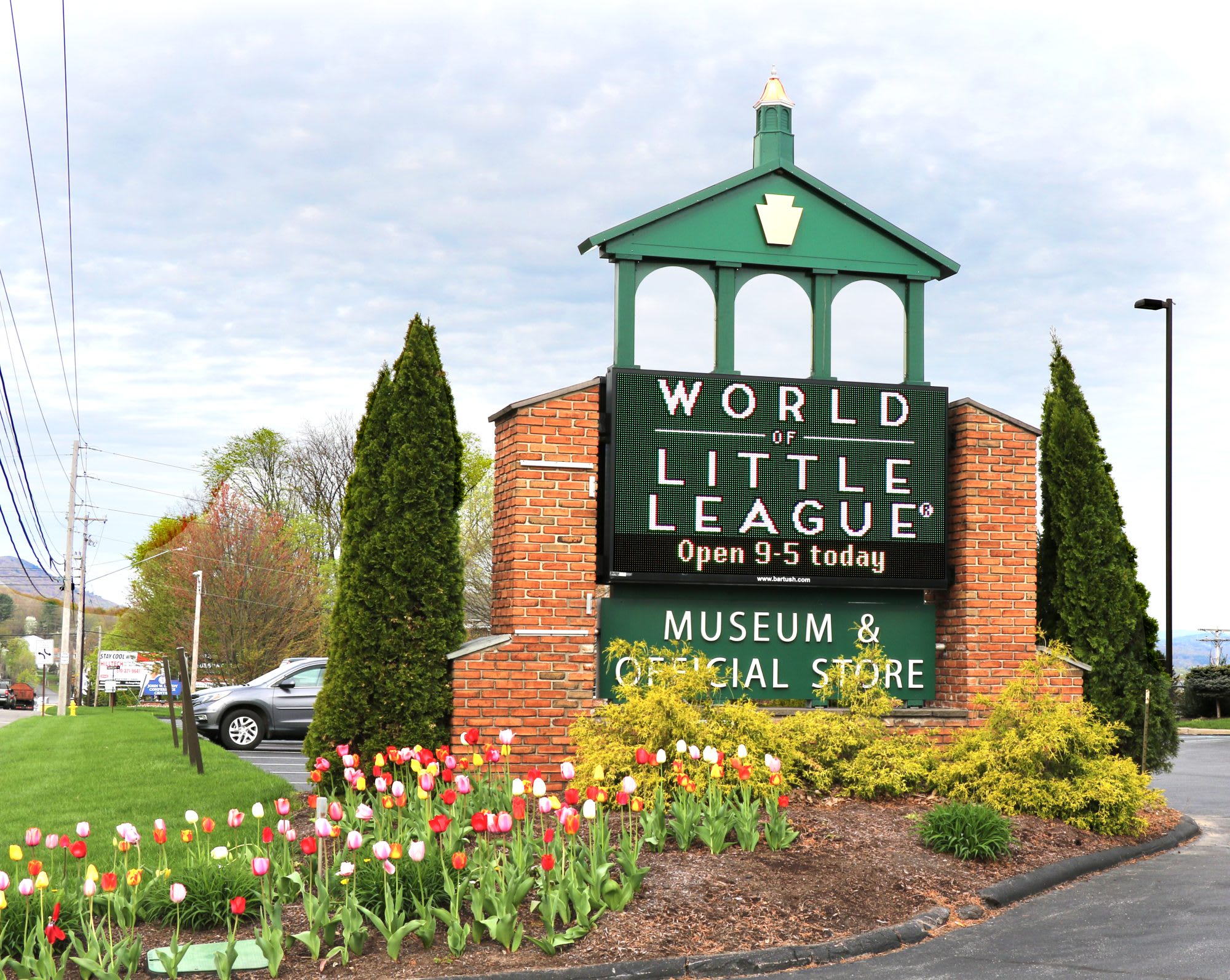 A photo of the World of Little League Museum entrance sign