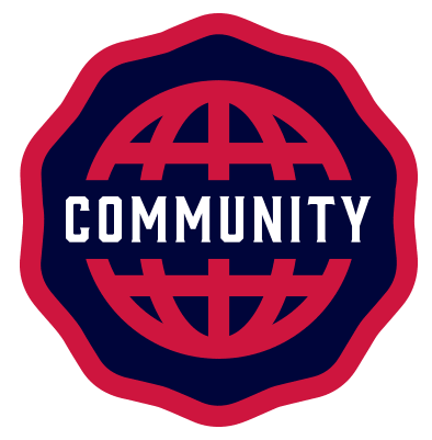 community badge blue red icon