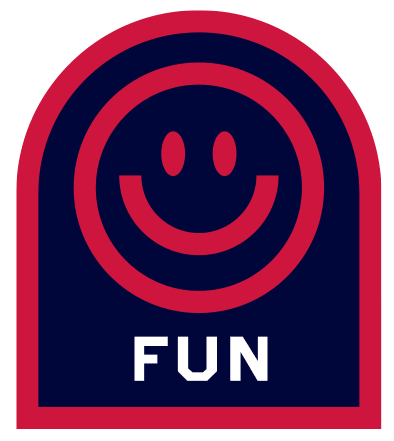 fun badge red blue icon