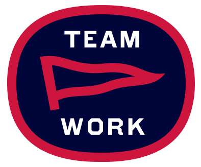 teamwork badge red blue